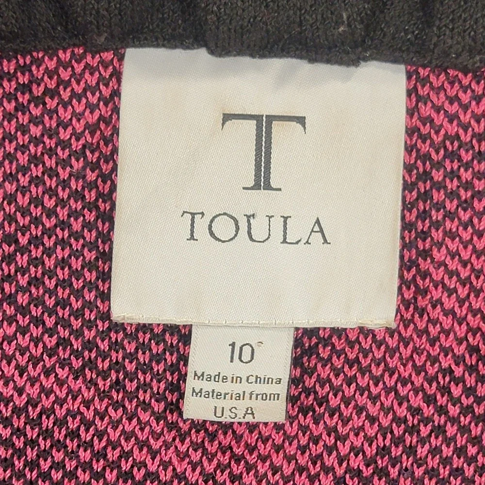 Toula Zebra Print Knit Blazer Jacket Ruffle Collar Embellished Buttons Womens 10